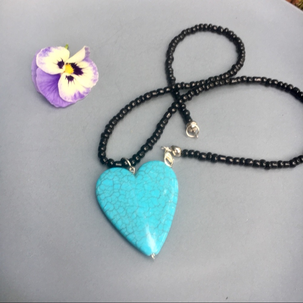 Ceramic heart on glass beads